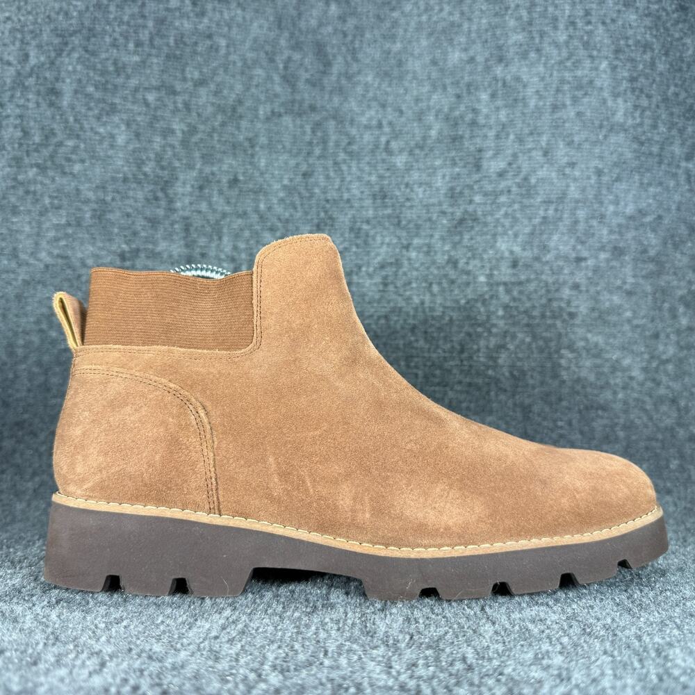 Vionic Brionie Ankle Boots Bootie Womens 8 Brown Suede Chunky Lug Sole Comfort
